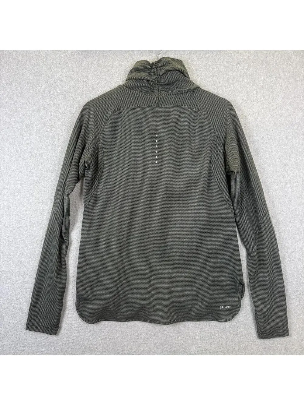Nike AeroReact Running Shirt L Women Black L/S Cowl Pullover Reflective Striped